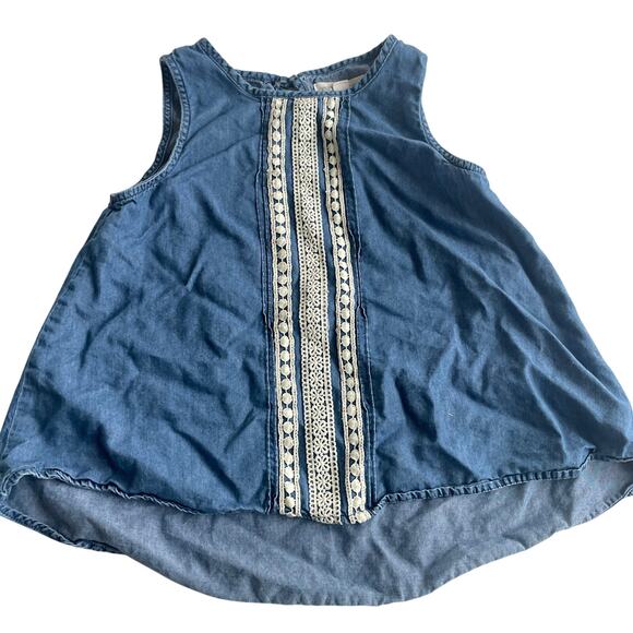 Tucker and Tate Blue Chambray Lace Tank Top - Girls L - Picture 1 of 3